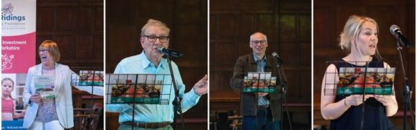 Three photos of speakers from the event