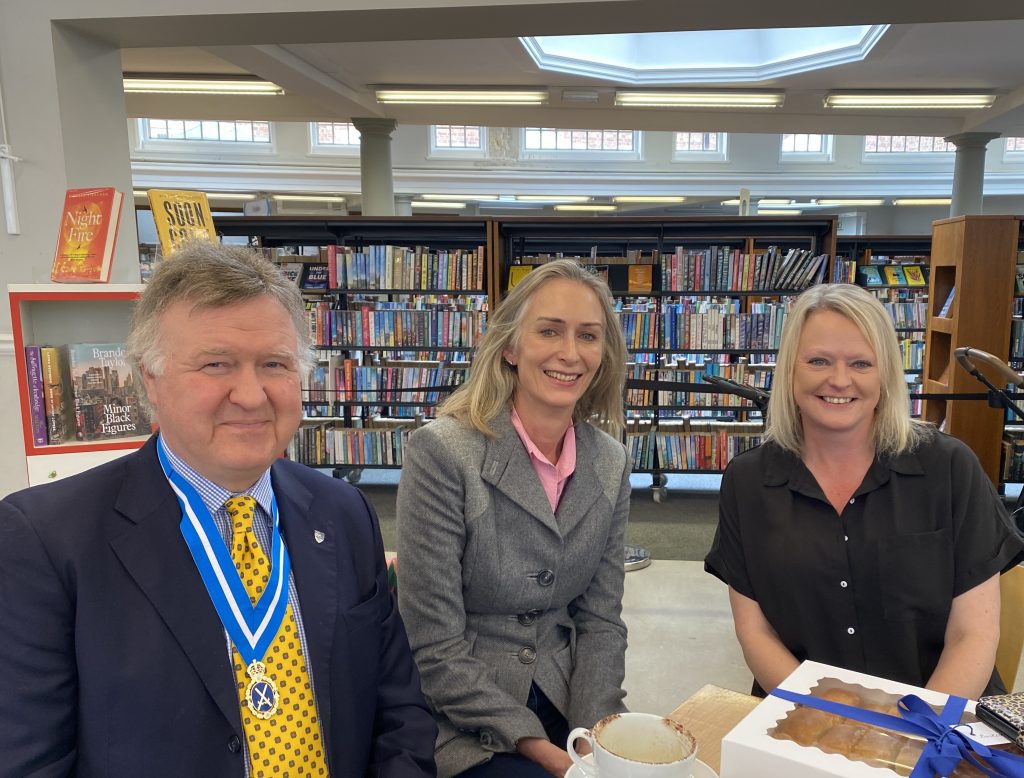 And image of the High Sheriff of North Yorkshire with Bookcase For all in a library